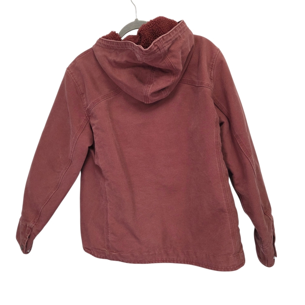 Y2K Carhartt Womens Sandstone Pink/Red Sherpa Lined Canvas Jacket Size Medium - Picture 2 of 7